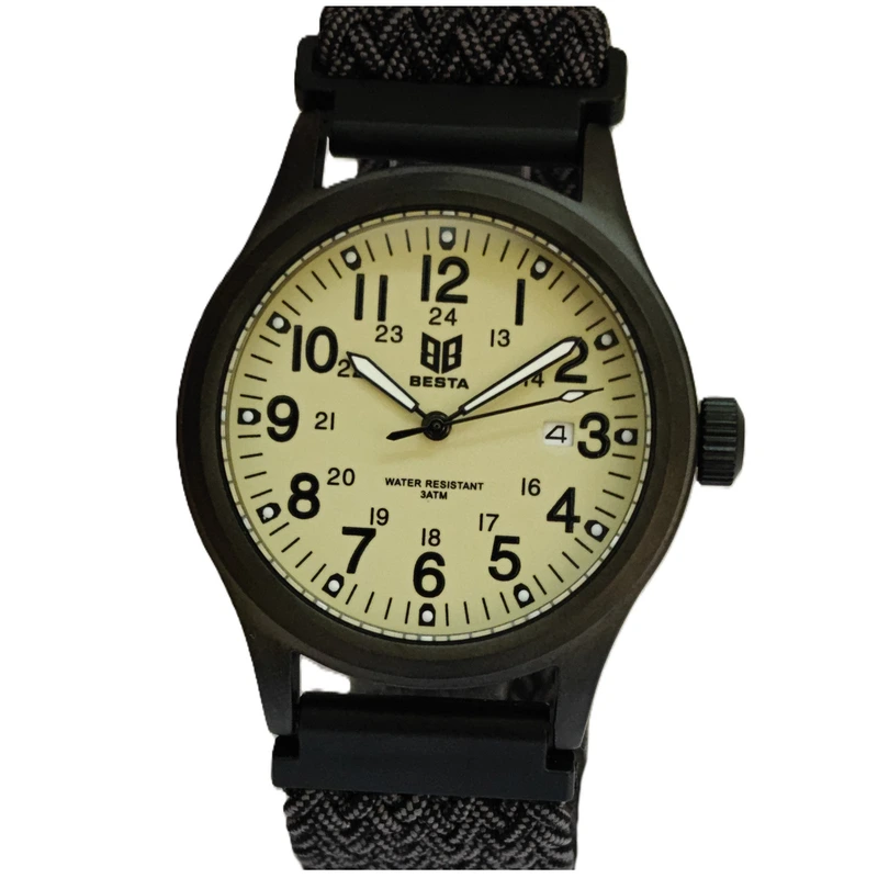 Чоловічий тактичний годинник Besta Command Green Nylon, 2 ремінці