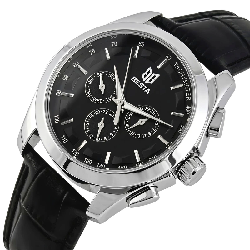 Чоловічий механічний годинник Besta Walker Deluxe Leather, 2 ремінці