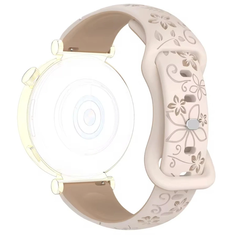 Ремінець каучуковий жіночий Flower Beige 20 мм — Besta