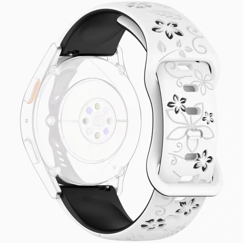 Ремінець каучуковий жіночий Flower White 16 мм