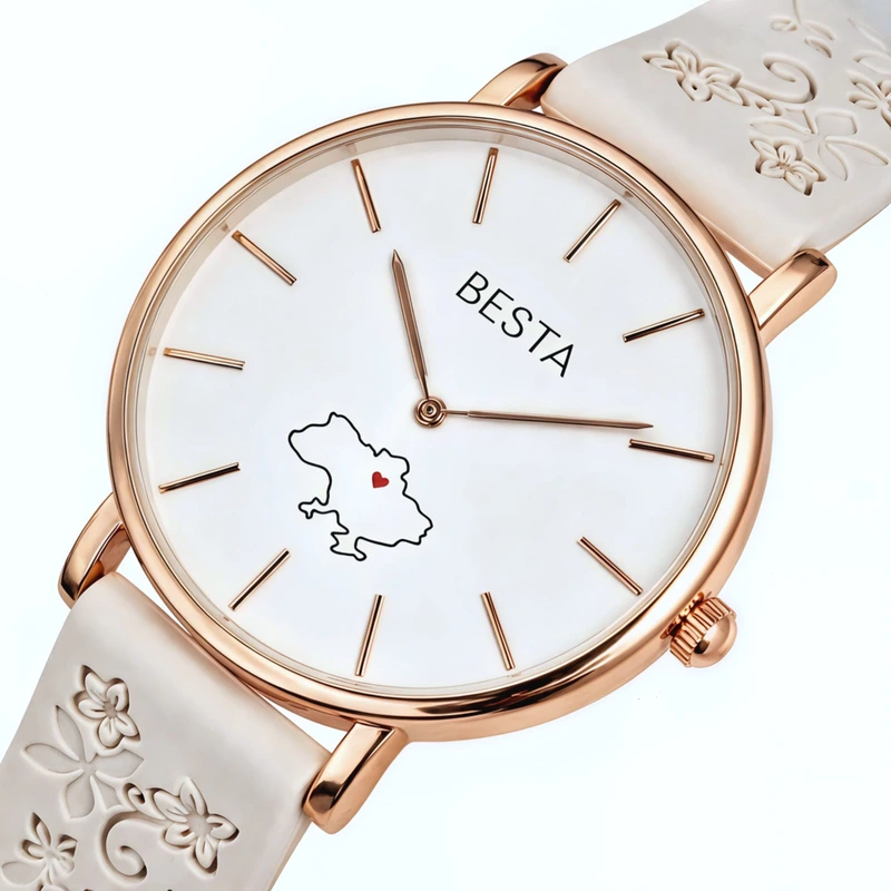 Унісекс годинники Besta Love UA Beige Flower, 2 ремінці