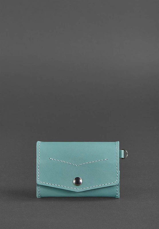 Жіноча шкіряна монетниця з клапаном 1.0 бірюзова