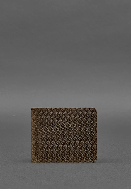 Чоловіче шкіряне портмоне темно-коричневе 1.0 затиск для грошей Карбон