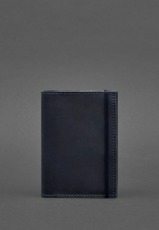 Шкіряна обкладинка для паспорта 1.0 синя Crazy Horse — BlankNote