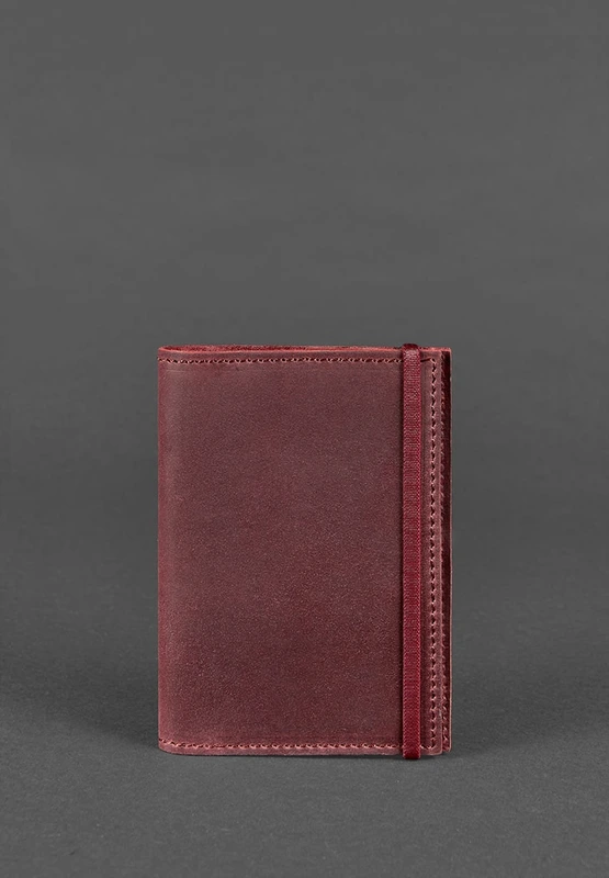 Шкіряна обкладинка для паспорта 1.0 бордова Crazy Horse — BlankNote