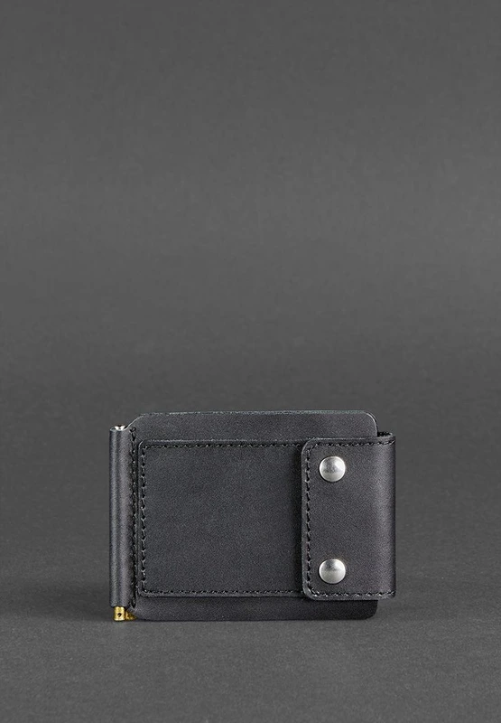 Чоловіче шкіряне портмоне чорне 10.0 затиск для грошей