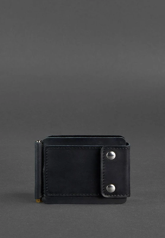 Чоловіче шкіряне портмоне чорне 10.0 затиск для грошей Crazy Horse