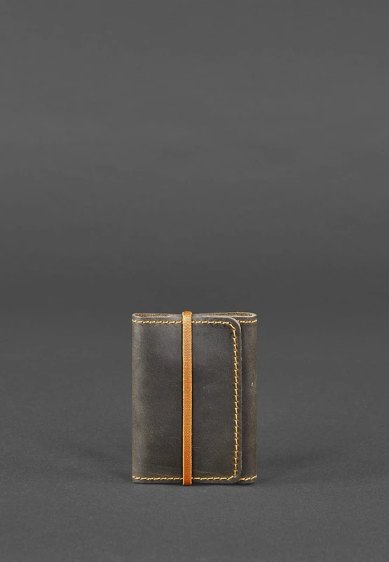 Шкіряний кард-кейс 1.1 темно-коричневий з помаранчевим