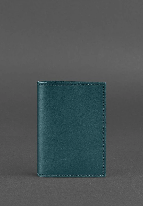 Шкіряна обкладинка для паспорта та військового квитка 1.2 зелена — BlankNote