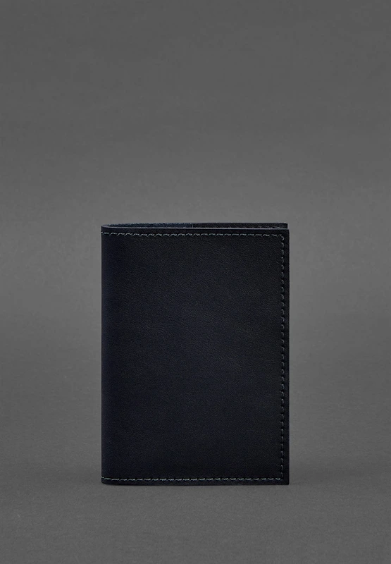 Шкіряна обкладинка для паспорта та військового квитка 1.2 синя Краст