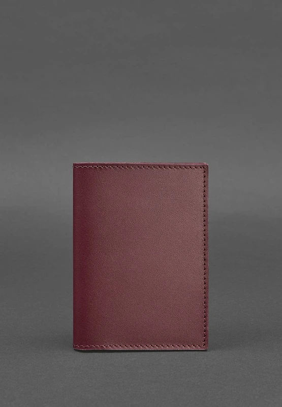 Шкіряна обкладинка для паспорта та військового квитка 1.2 бордова Краст