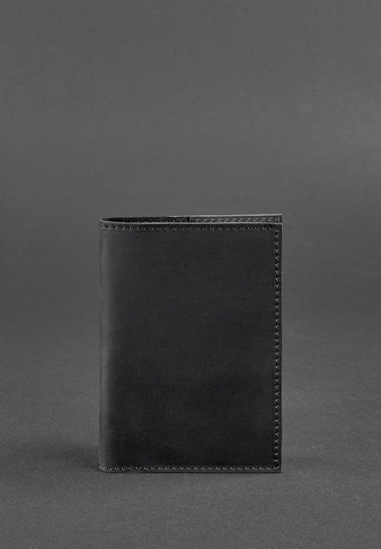 Шкіряна обкладинка для паспорта та військового квитка 1.2 чорна Crazy Horse — BlankNote