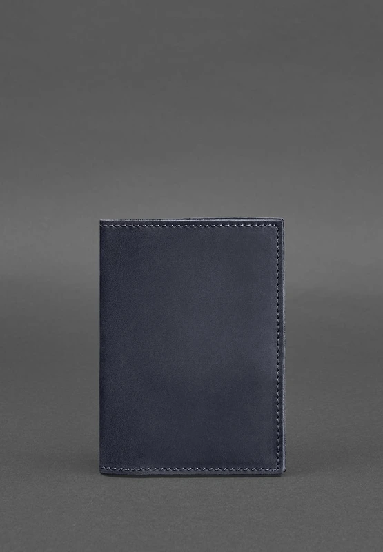 Шкіряна обкладинка для паспорта та військового квитка 1.2 синя Crazy Horse