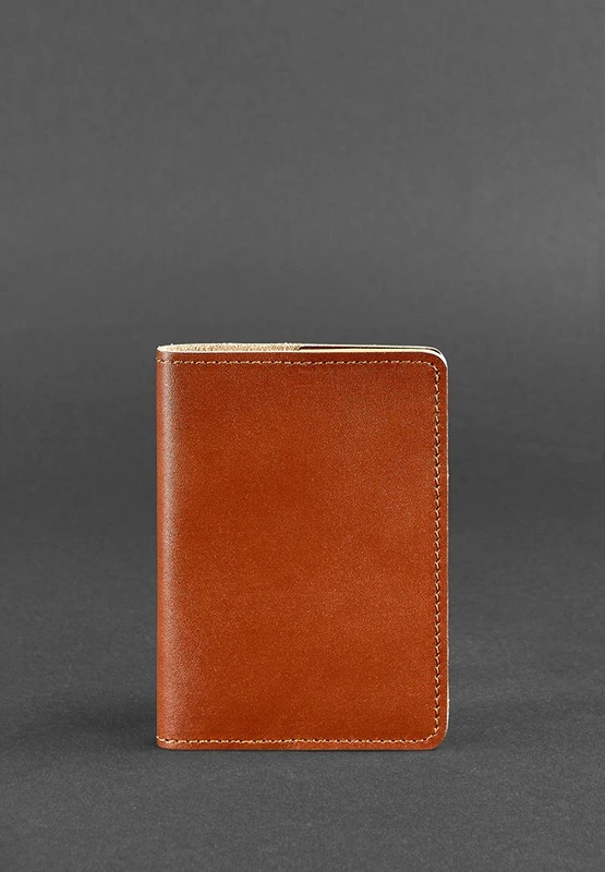 Шкіряна обкладинка для паспорта та військового квитка 1.3 світло-коричнева — BlankNote