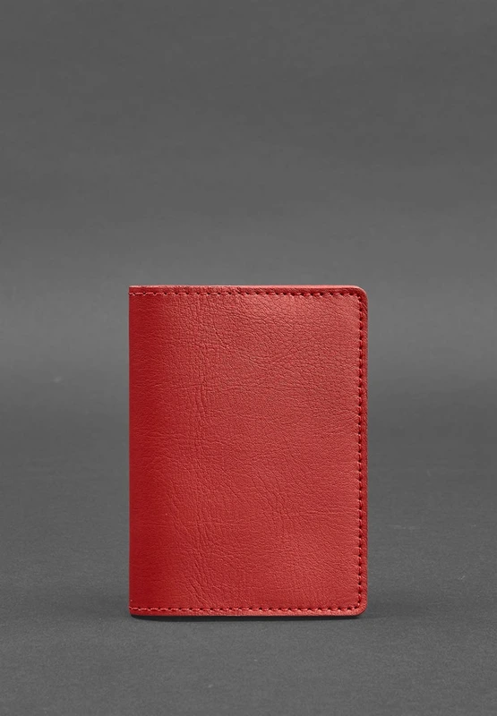 Шкіряна обкладинка для паспорта та військового квитка 1.3 червона