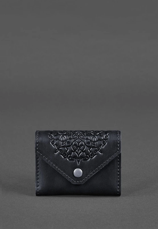 Шкіряний кард-кейс 3.0 синій з мандалою