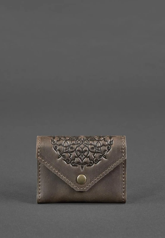 Шкіряний кард-кейс 3.0 темно-коричневий з мандалою