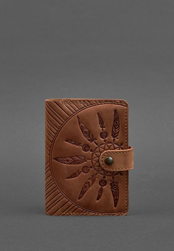 Жіноча шкіряна обкладинка для паспорта 3.0 Інді коричнева