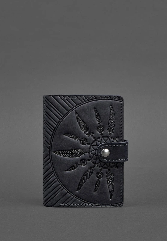 Жіноча шкіряна обкладинка для паспорта 3.0 Інді синя — BlankNote