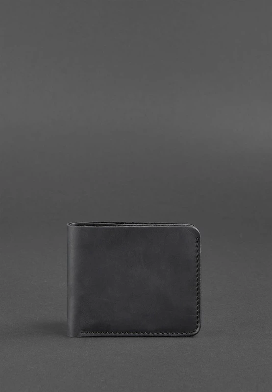 Чоловіче шкіряне портмоне 4.1 (4 кишені) чорне Crazy Horse