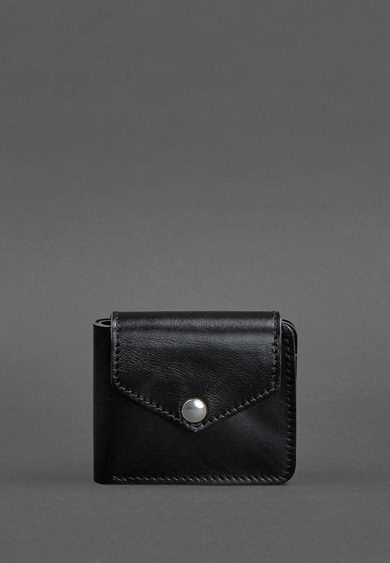Шкіряне портмоне 4.2 на кнопці чорне