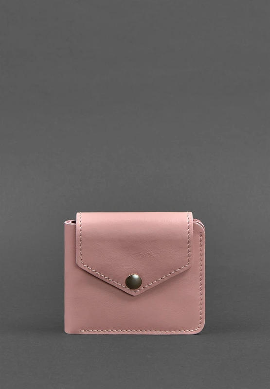 Шкіряне портмоне 4.2 на кнопці рожеве