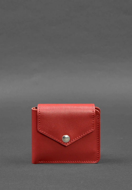 Шкіряне портмоне 4.2 на червоній кнопці