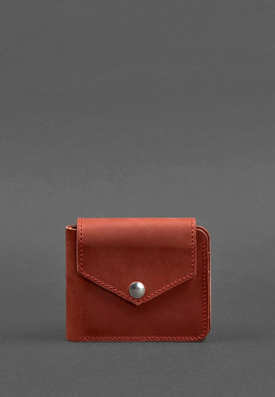 Жіноче шкіряне портмоне 4.2 на кнопці коралове Crazy Horse