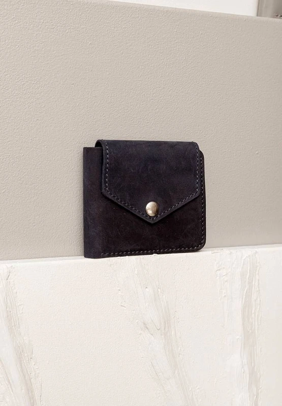 Шкіряне портмоне 4.2 на кнопці синє Crazy Horse