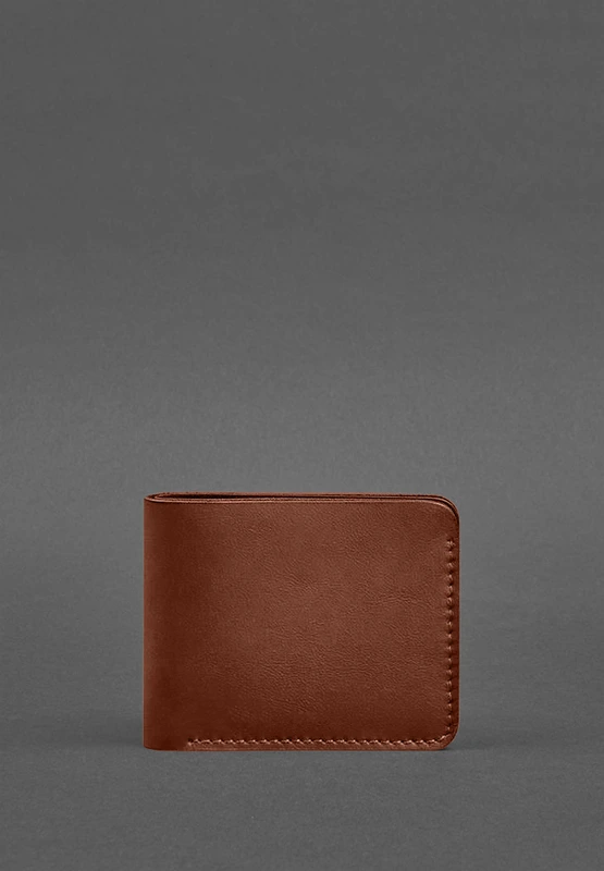 Шкіряне портмоне 4.4 (з затиском) світло-коричневе
