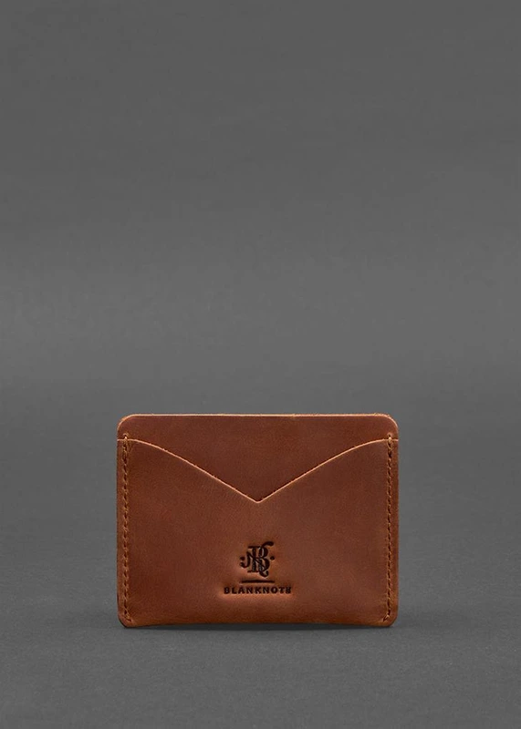 Шкіряна візитниця 5.0 світло-коричнева Crazy Horse