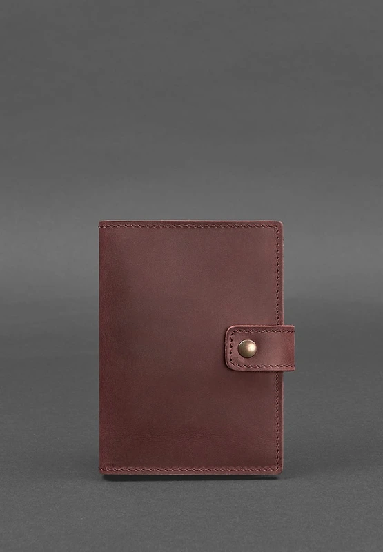 Шкіряна обкладинка для паспорта 5.0 (з віконцем) бордова Crazy Horse