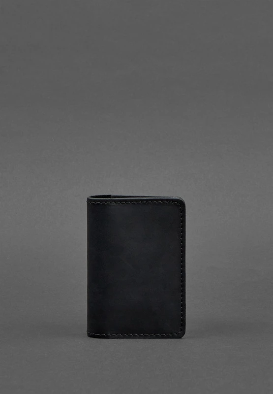 Шкіряний кард-кейс (візитниця) 6.0 чорний Crazy Horse