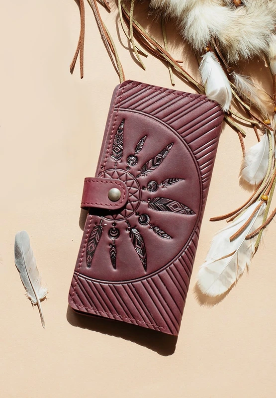 Шкіряне жіноче бордове портмоне 7.0 Інді