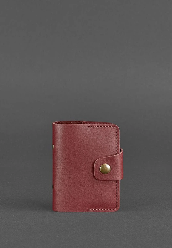 Жіночий шкіряний кард-кейс 7.1 (Книжечка) бордовий