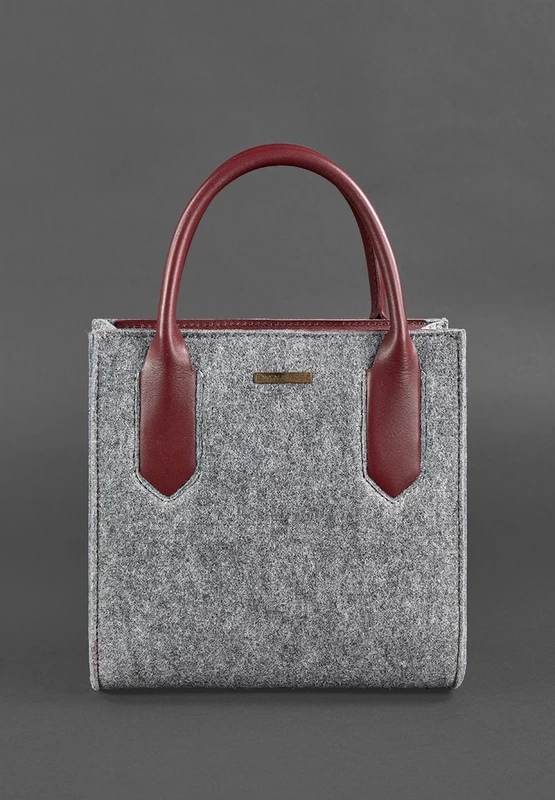 Фетрова жіноча сумка-кроссбоді Blackwood з шкіряними бордовими вставками