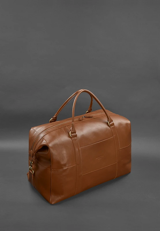 Шкіряна дорожня сумка світло-коричнева Краст