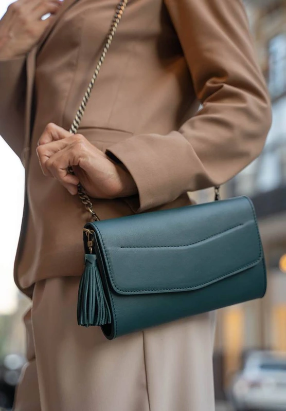 Шкіряна жіноча сумка Еліс зелена