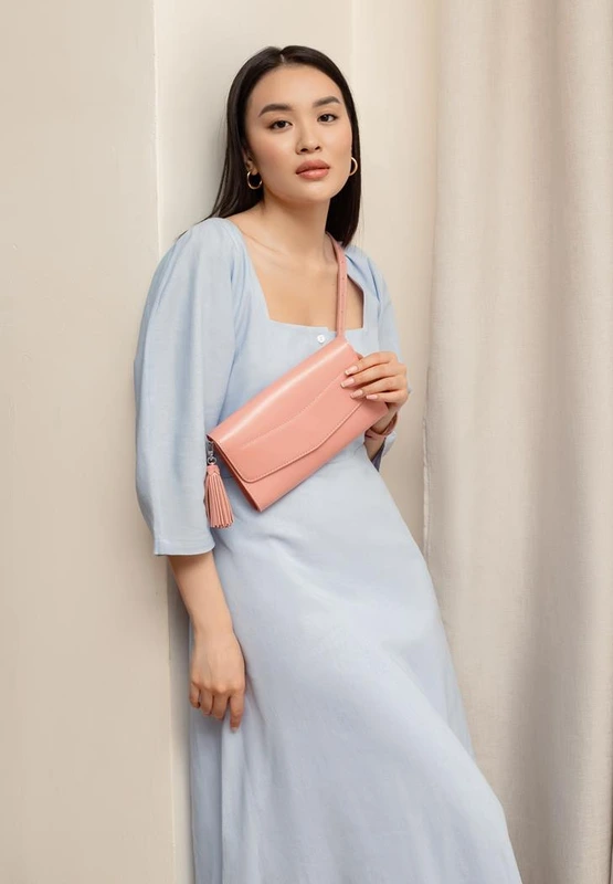 Шкіряна жіноча сумка Еліс рожева