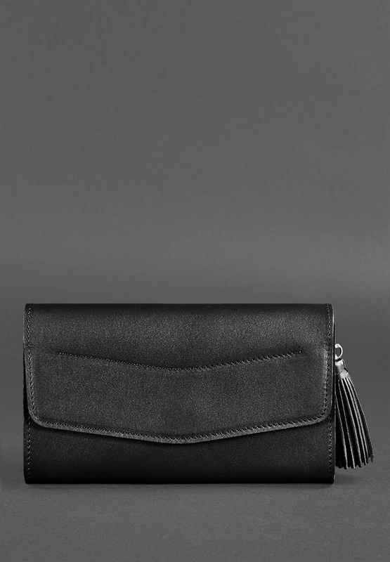 Жіноча шкіряна сумка Еліс вугільно-чорна