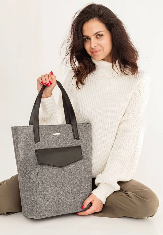 Фетрова жіноча сумка Шоппер D.D. з шкіряними чорними вставками — BlankNote