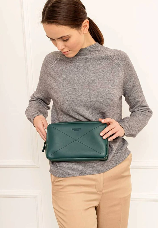 Шкіряна поясна сумка Dropbag Maxi зелена Krast