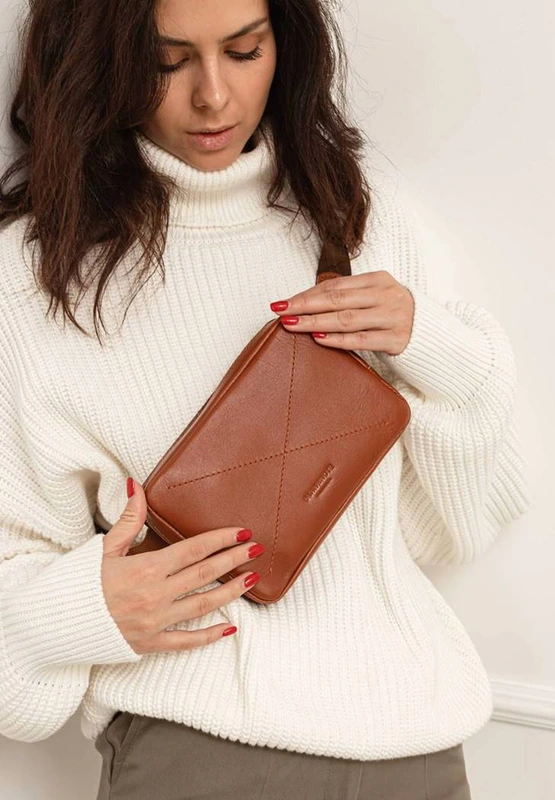 Шкіряна поясна сумка Dropbag Mini світло-коричнева — BlankNote