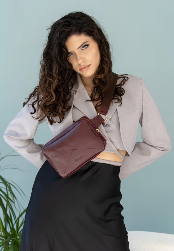 Шкіряна поясна сумка Dropbag Mini Krast бордова