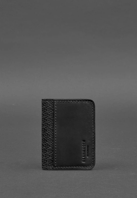 Шкіряна обкладинка для ID-паспорта і водійського повсідчення 4.0 Карбон чорна — BlankNote