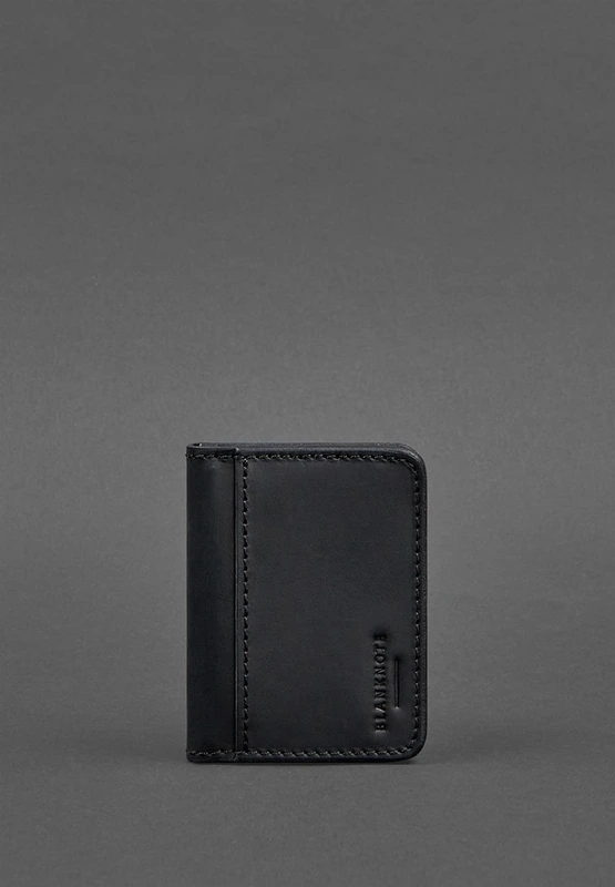 Шкіряна обкладинка для ID-паспорта і водійського повсідчення 4.1 чорна Crazy Horse з гербом