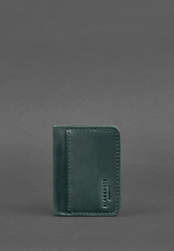 Шкіряна обкладинка для ID-паспорта і водійського повсідчення 4.1 зелена Crazy Horse з гербом