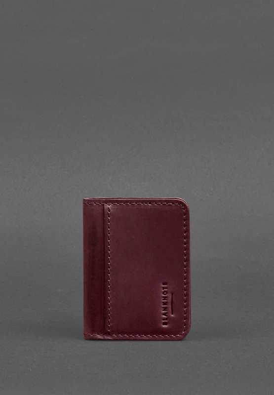 Шкіряна обкладинка для ID-паспорта і водійського повсідчення 4.1 бордова Crazy Horse з гербом