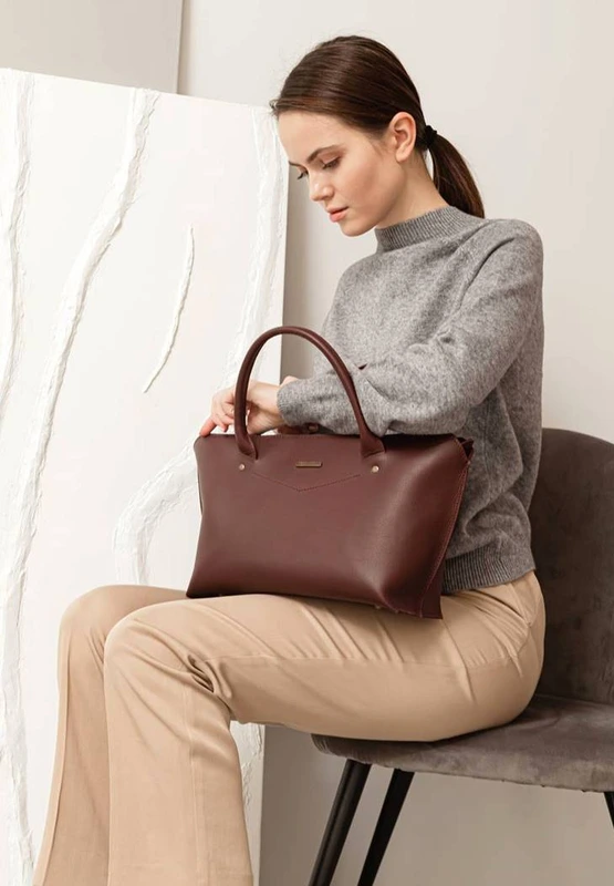 Жіноча шкіряна сумка Midi бордова