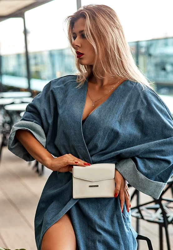 Жіноча шкіряна сумка поясна / кроссбоді Mini біла